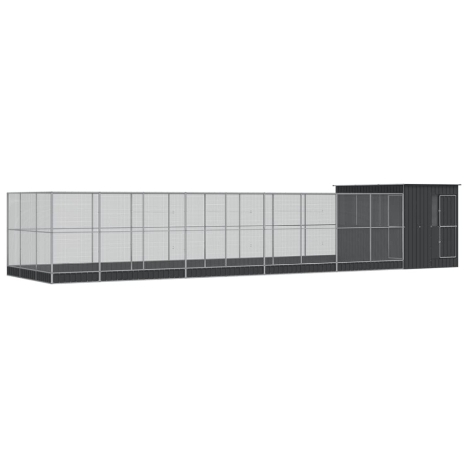 Voliera de păsări cu extensie, argintiu, 1118x303x216 cm, oțel - 1 | YEO
