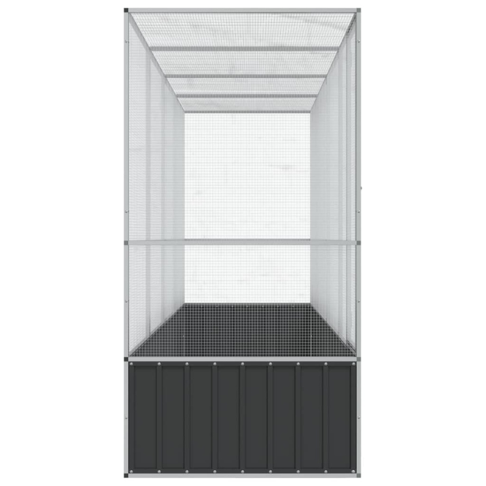 Voliera de păsări cu extensie, argintiu, 418,5x107x212 cm, oțel - 3 | YEO