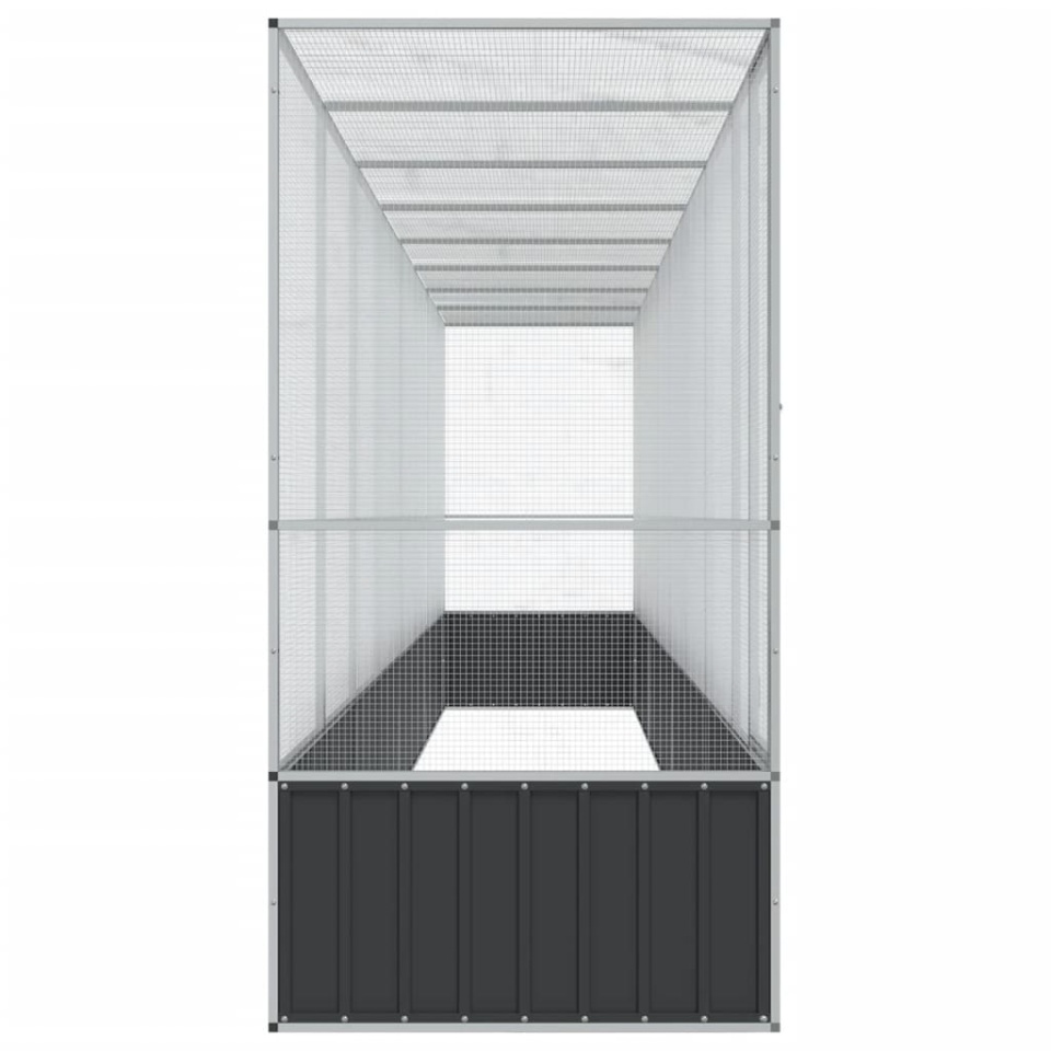 Voliera de păsări cu extensie, argintiu, 834,5x107x212 cm, oțel - 3 | YEO