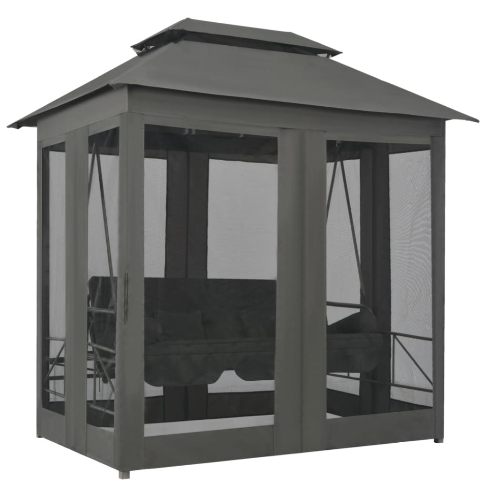 Balansoar extensibil cu copertină antracit 220x160x240 cm oțel - 3 | YEO