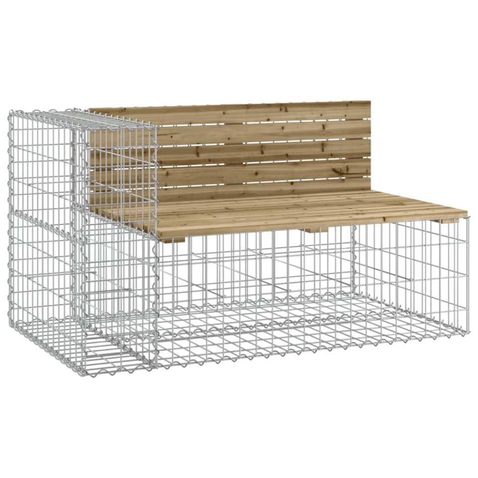 Bancă de grădină & coș gabion, lemn de pin tratat - 2 | YEO