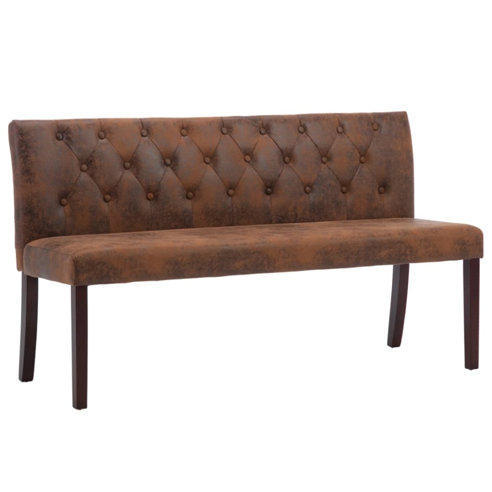 Bancă, maro, 148,5 cm, velur ecologic - 1 | YEO