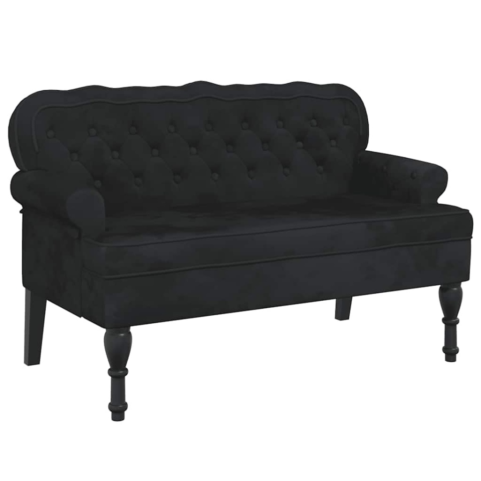 Banchetă cu spătar, negru, 119,5x64,5x75 cm, catifea - 1 | YEO