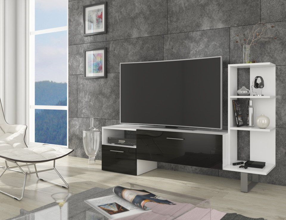 Best (Tv Stand) White/Black High Gloss