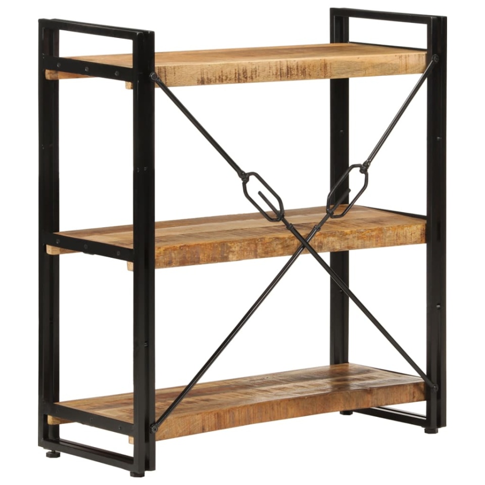 Bibliotecă cu 3 niveluri, 77x30x80 cm, lemn masiv mango și fier - 2 | YEO