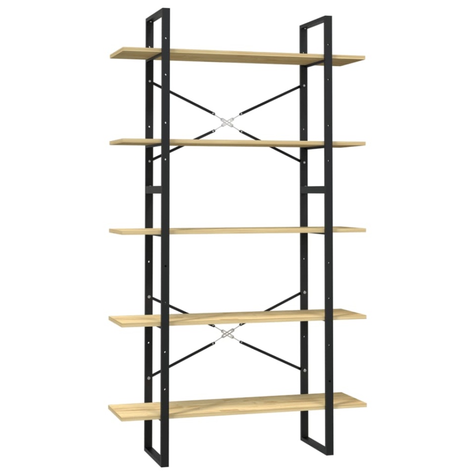 Bibliotecă cu 5 rafturi, 100x30x175 cm, lemn masiv de pin - 1 | YEO