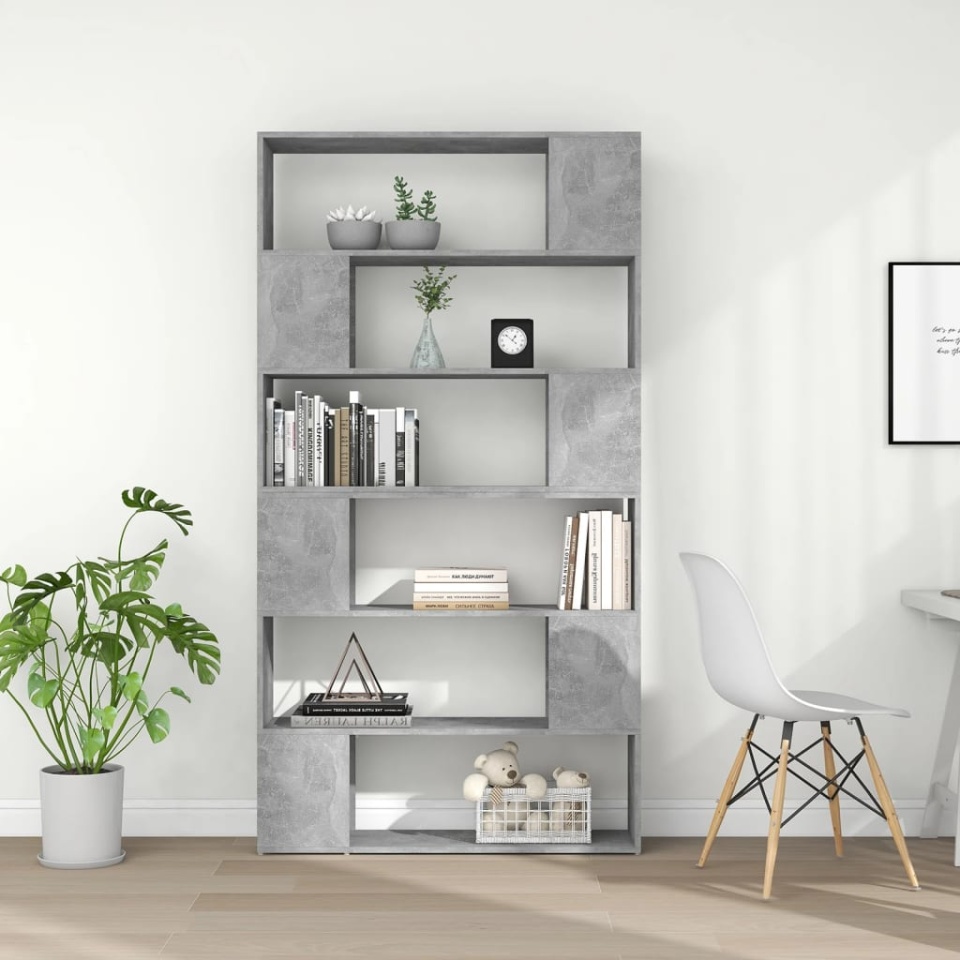 Bibliotecă/Separator cameră, gri beton, 100x24x188 cm - 2 | YEO