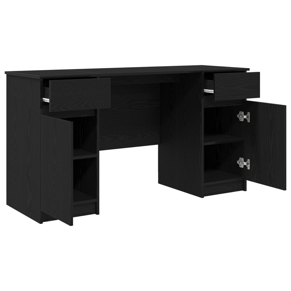 Birou, stejar negru, 140x49x76 cm, lemn prelucrat - 3 | YEO