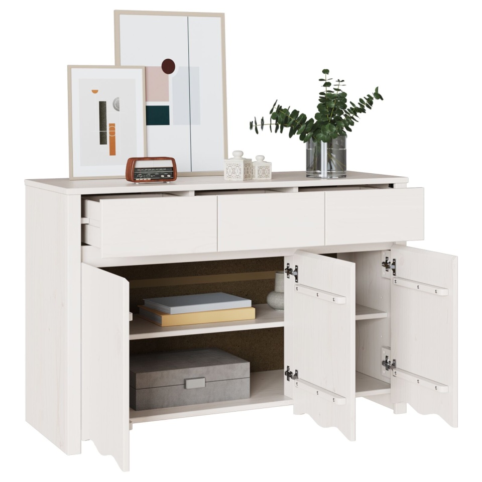 Bufet DRAMMEN Alb 114x43x75,5 cm Lemn Masiv Pin - 2 | YEO