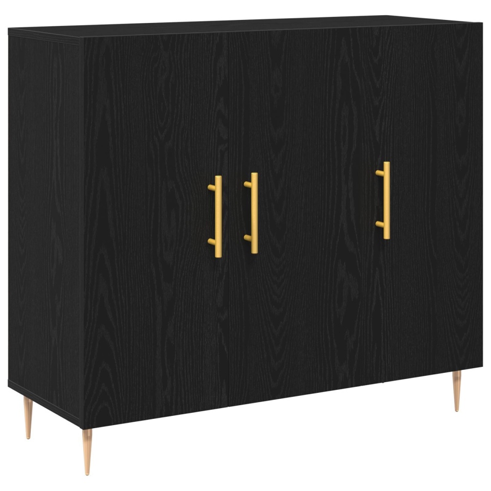 Bufet Negru din Stejar 90x34x80 cm din Lemn Stratificat - 1 | YEO