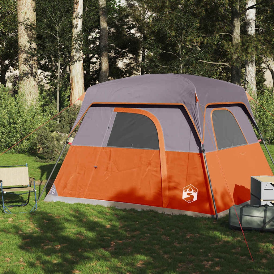 Cabină cort de camping, 4 persoane, portocaliu, impermeabil - 2 | YEO