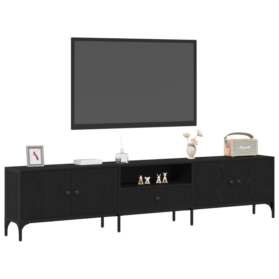 Cabinet TV cu Sertar Negru Stejar 200x25x44 cm Lemn prelucrat - 2 | YEO