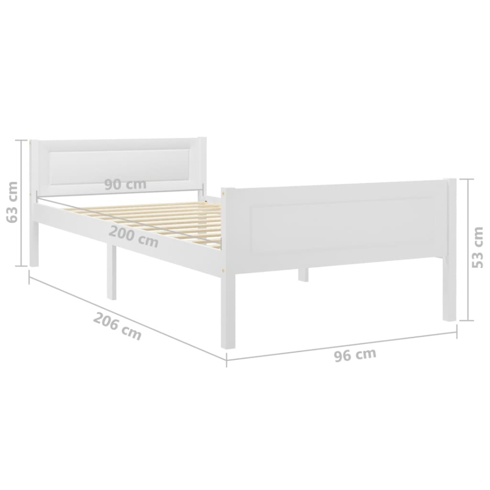 Cadru de pat, alb, 90x200 cm, lemn masiv de pin - 4 | YEO
