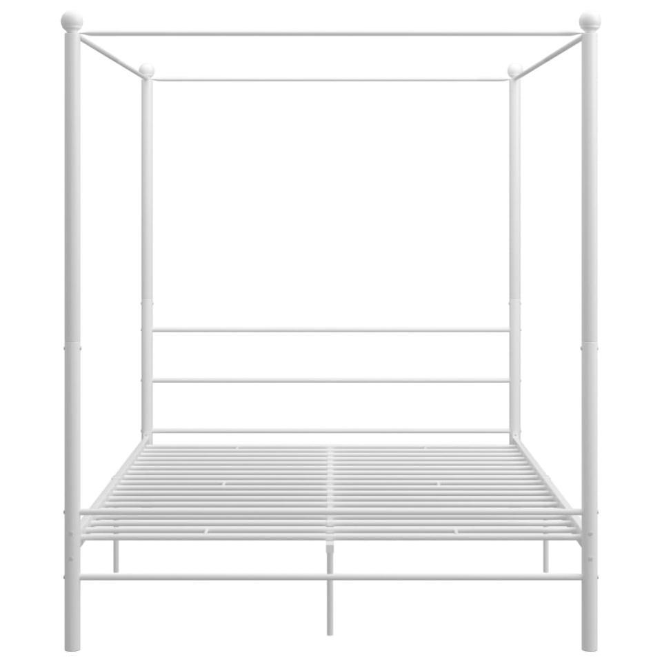 Cadru de pat cu baldachin, alb, 160x200 cm, metal - 3 | YEO