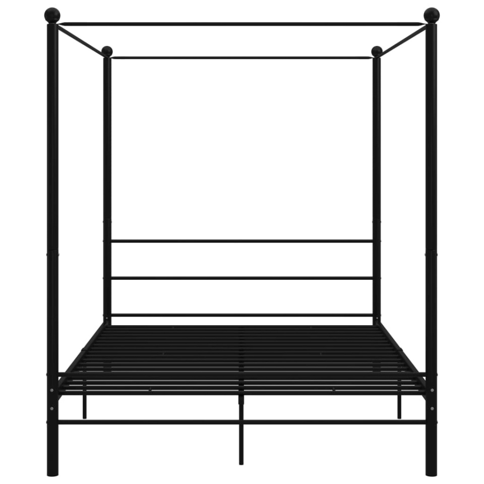 Cadru de pat cu baldachin, negru, 160x200 cm, metal - 3 | YEO