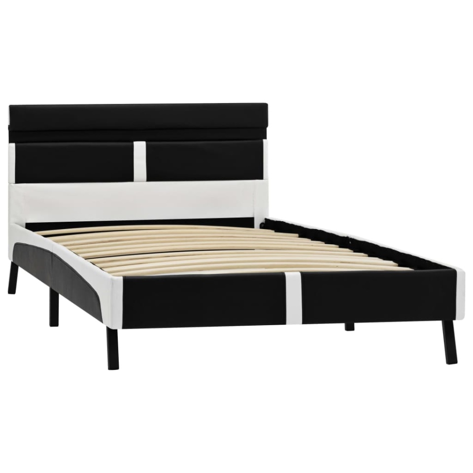 Cadru de pat cu LED, negru, 90 x 200 cm, piele artificială - 2 | YEO