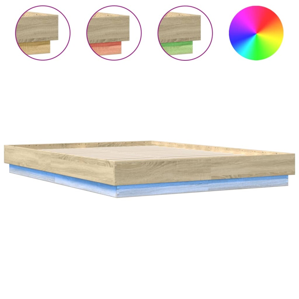 Cadru de pat cu lumini LED, stejar sonoma, 140x200 cm - 1 | YEO