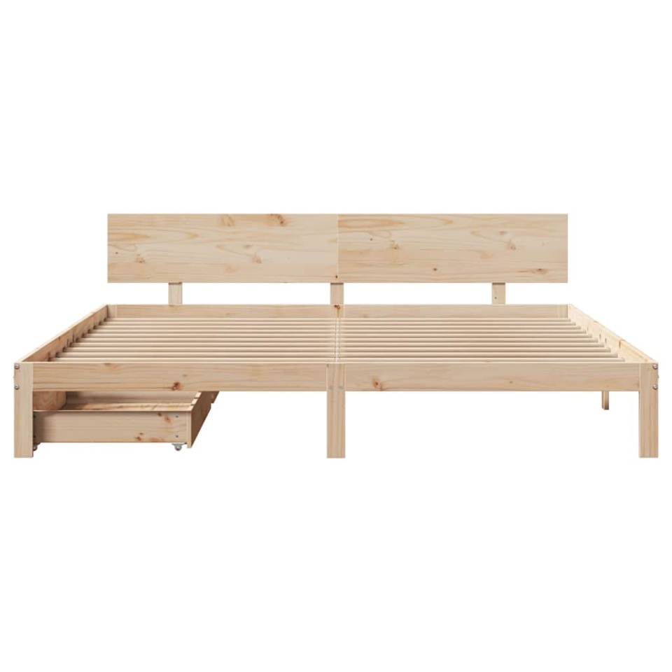 Cadru de pat cu sertare 180x200 cm lemn masiv pin - 3 | YEO