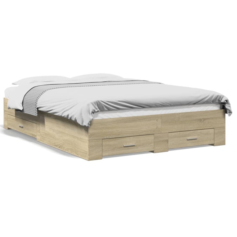 Cadru de pat cu sertare stejar sonoma 140x190 cm lemn prelucrat - 1 | YEO