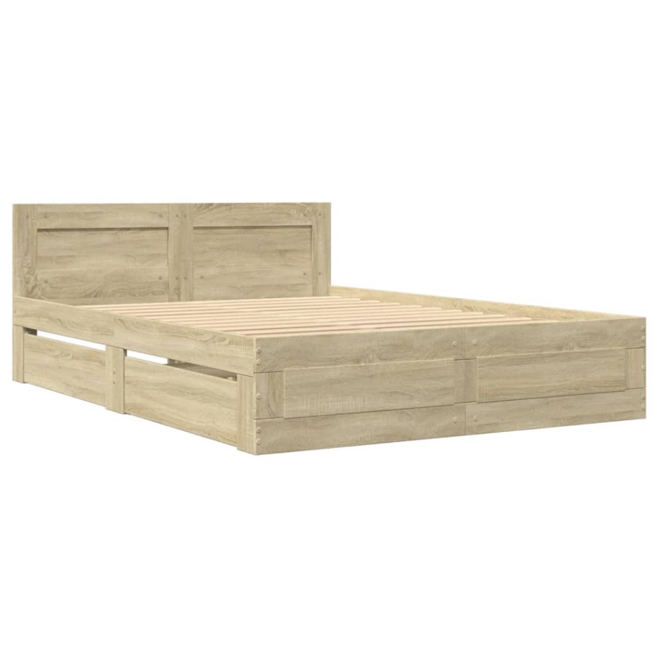 Cadru de pat cu tăblie stejar sonoma 120x190 cm lemn prelucrat - 2 | YEO
