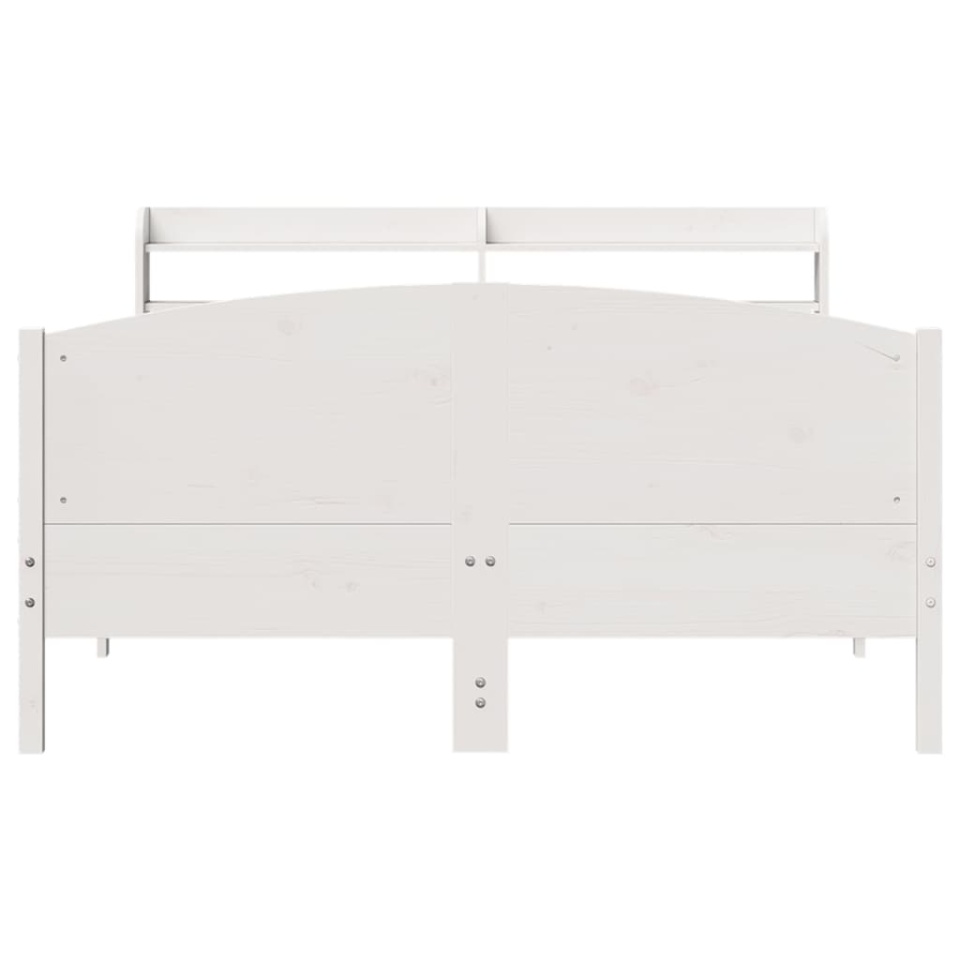 Cadru de pat fără saltea, alb, 135x190 cm, lemn masiv de pin - 3 | YEO