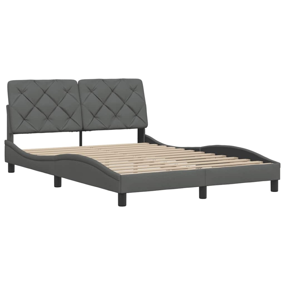 Cadru de pat fără saltea, gri închis, 140x200 cm, textil - 3 | YEO