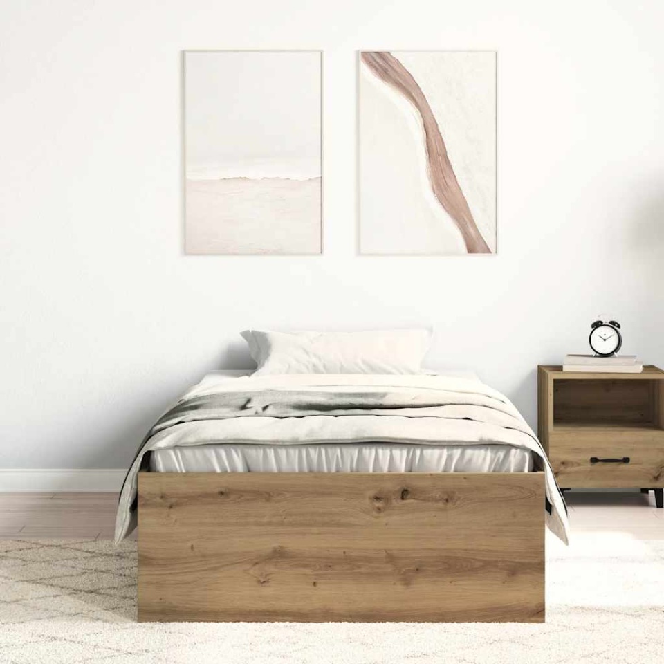 Cadru de pat fără saltea Stejar Artisan 75x190cm Lemn prelucrat - 2 | YEO