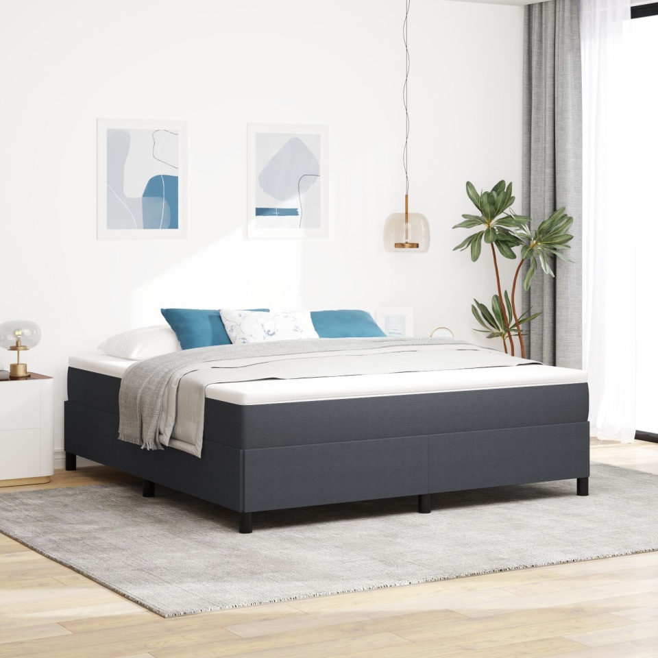 Cadru de Pat Gri Închis 180x200 cm din Material Cordon