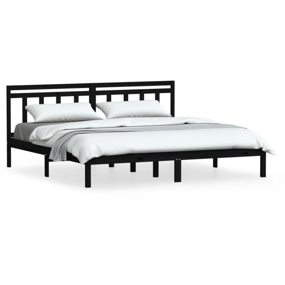 Cadru de pat, negru, 200x200 cm, lemn masiv de pin - 1 | YEO