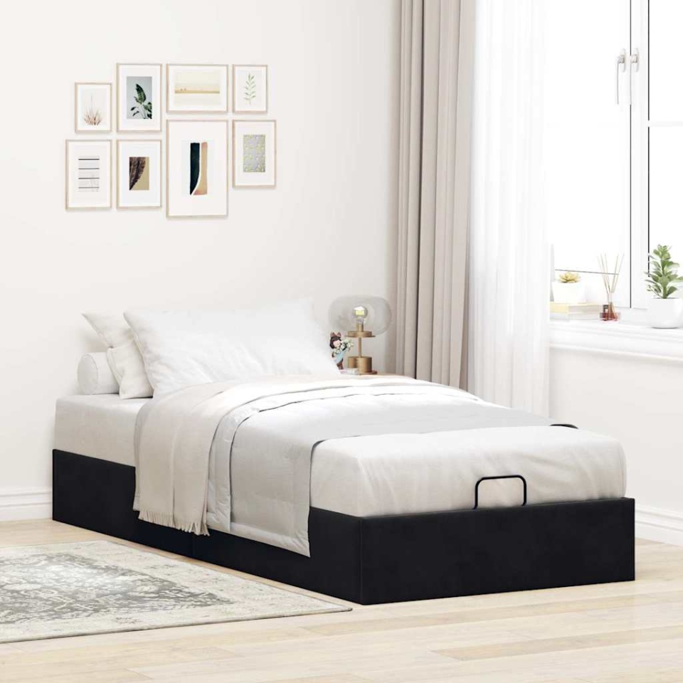 Cadru de pat otoman fără saltea Negru 90x200 cm catifea - 2 | YEO