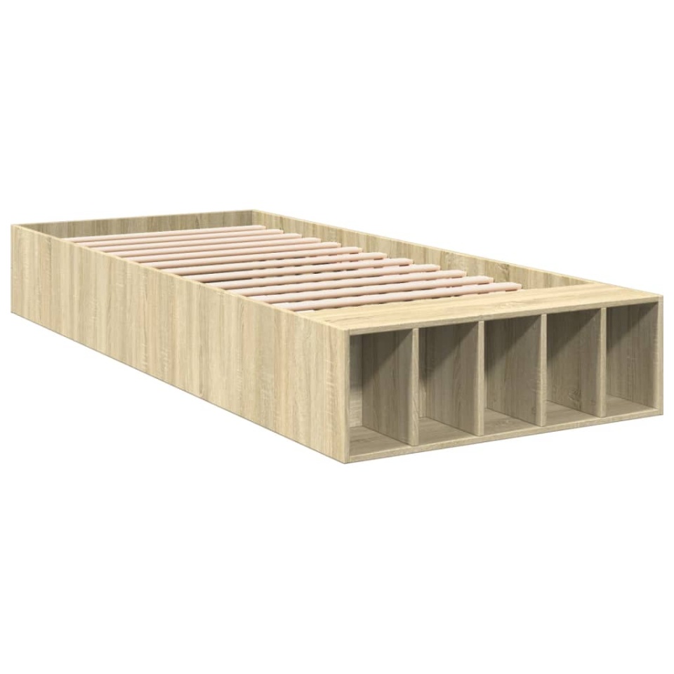 Cadru de pat, stejar sonoma, 75x190 cm, lemn prelucrat - 2 | YEO
