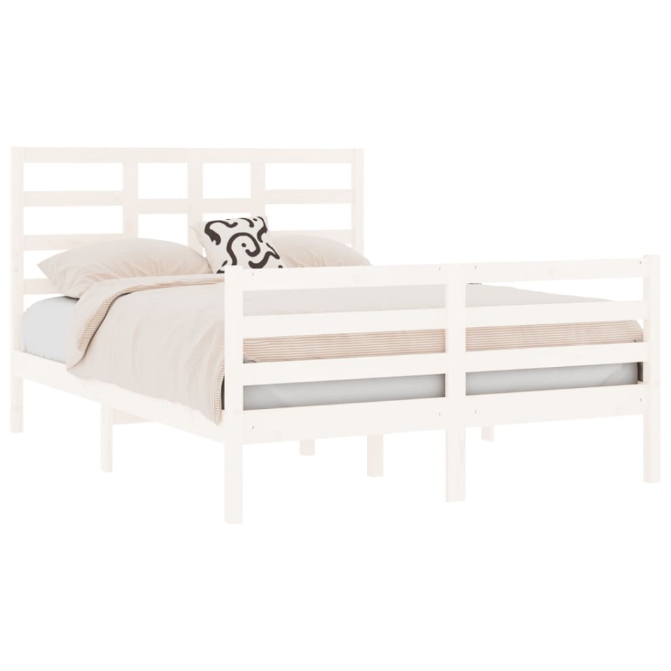 Cadru pat, alb, 140x190 cm, lemn masiv - 2 | YEO