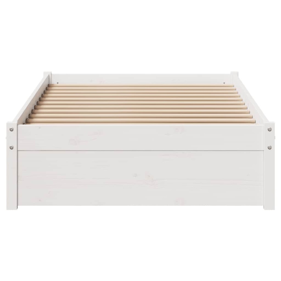 Cadru pat fără saltea, alb, 100x200 cm, lemn masiv pin - 3 | YEO