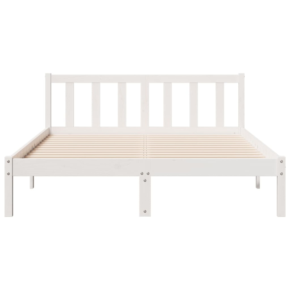 Cadru pat foarte lung fără saltea alb 140x220 cm lemn masiv pin - 3 | YEO