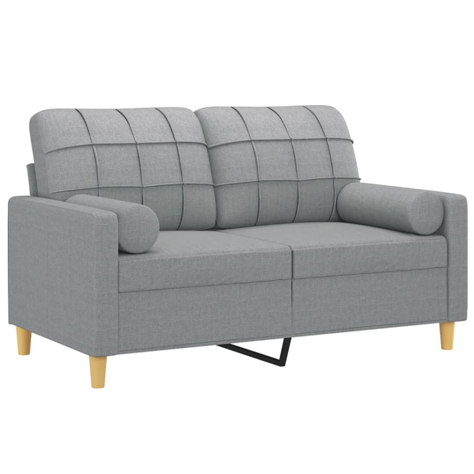 Canapea cu 2 locuri cu pernuțe, gri deschis, 120 cm, textil - 2 | YEO