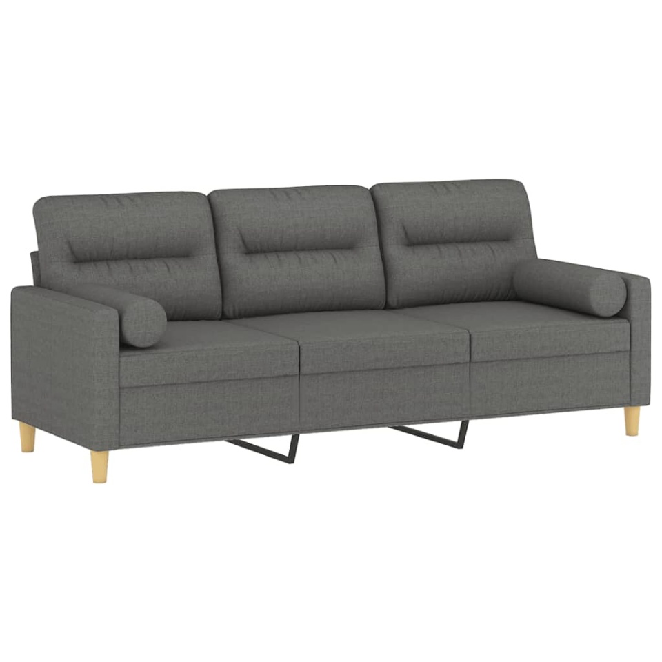 Canapea cu 3 locuri cu pernuțe, gri închis, 180 cm, textil - 2 | YEO