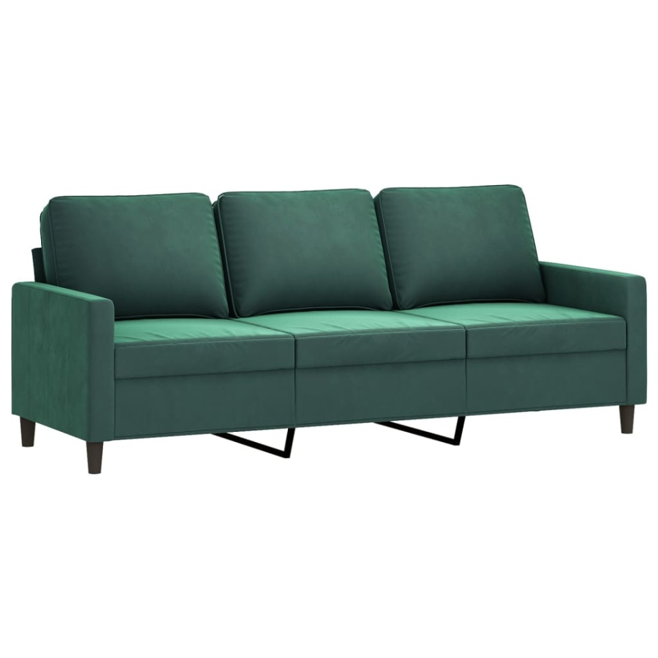 Canapea cu 3 locuri, verde închis, 180 cm, catifea - 1 | YEO