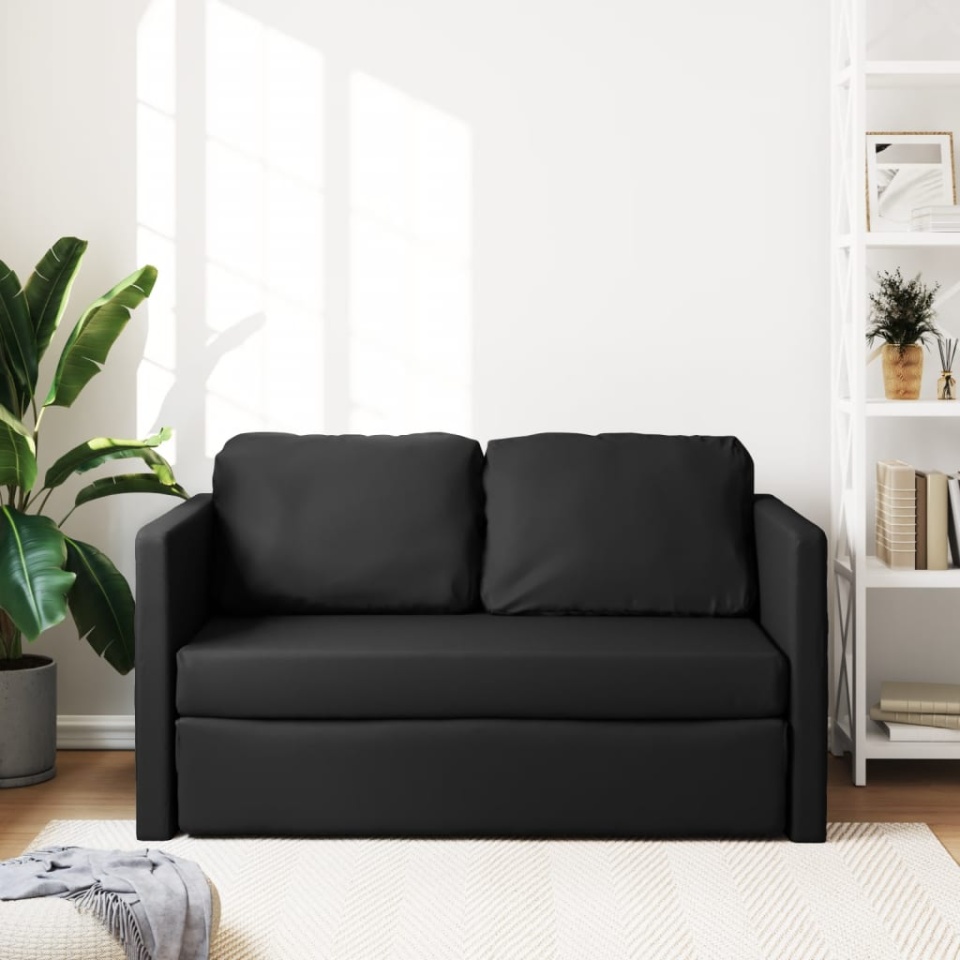 Canapea extensibilă 2 în 1, negru, 112x174x55cm piele ecologică - 2 | YEO