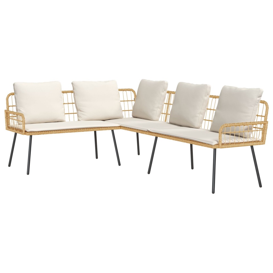 Canapea în formă de L Natural 231x173x78 cm Poliratan - 1 | YEO