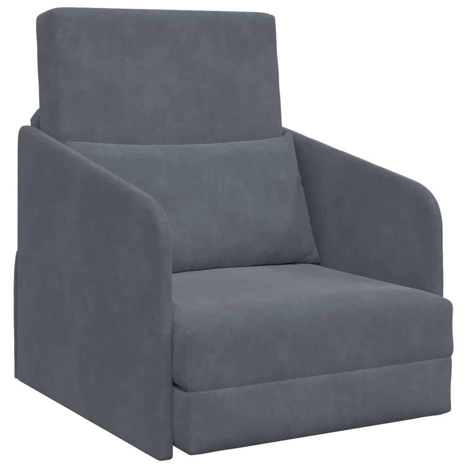 Canapea pat 2 în 1 gri închis 65x80x83 cm catifea - 1 | YEO