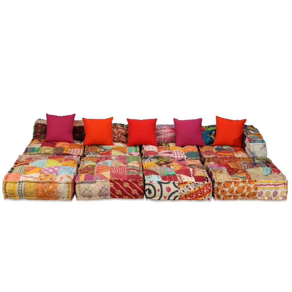Canapea puf modulară cu 4 locuri, petice, material textil - 1 | YEO