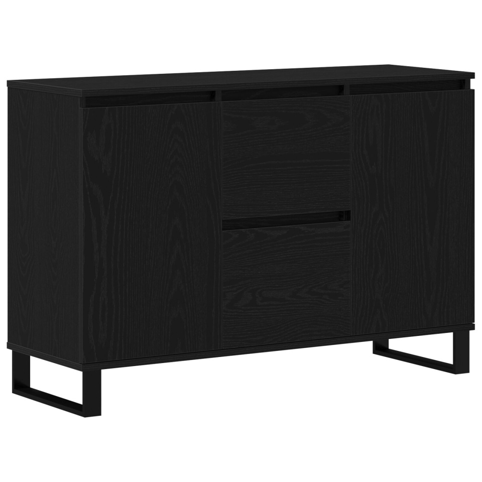 Comodă Neagră Stejar 104x35x70 cm Lemn Agregat - 1 | YEO