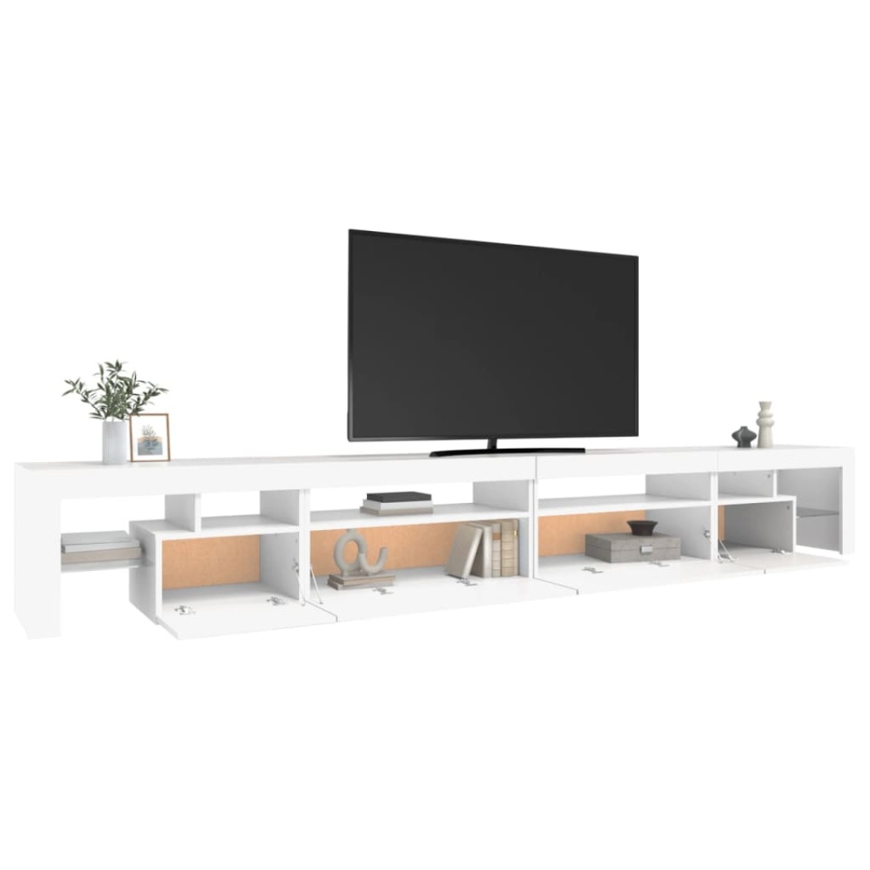 Comodă TV cu lumini LED, alb, 290x36,5x40 cm - 4 | YEO