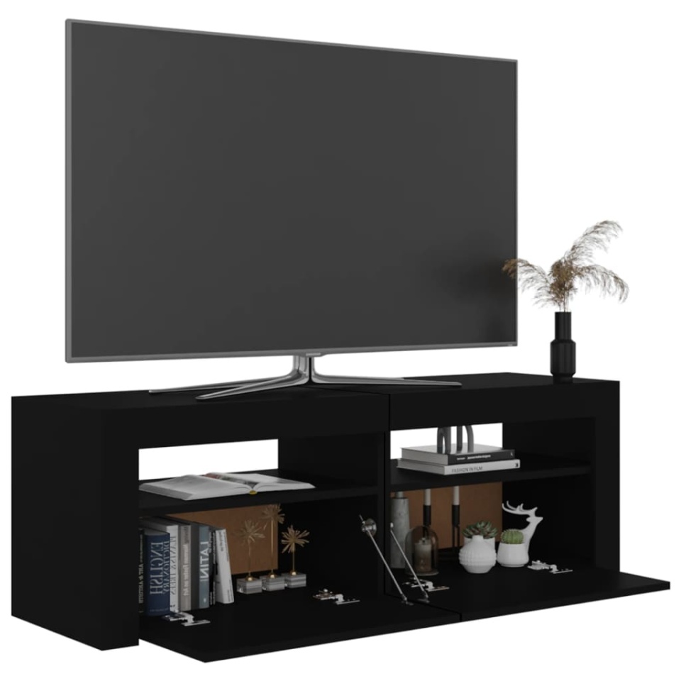 Comodă TV cu lumini LED, negru, 120x35x40 cm - 4 | YEO