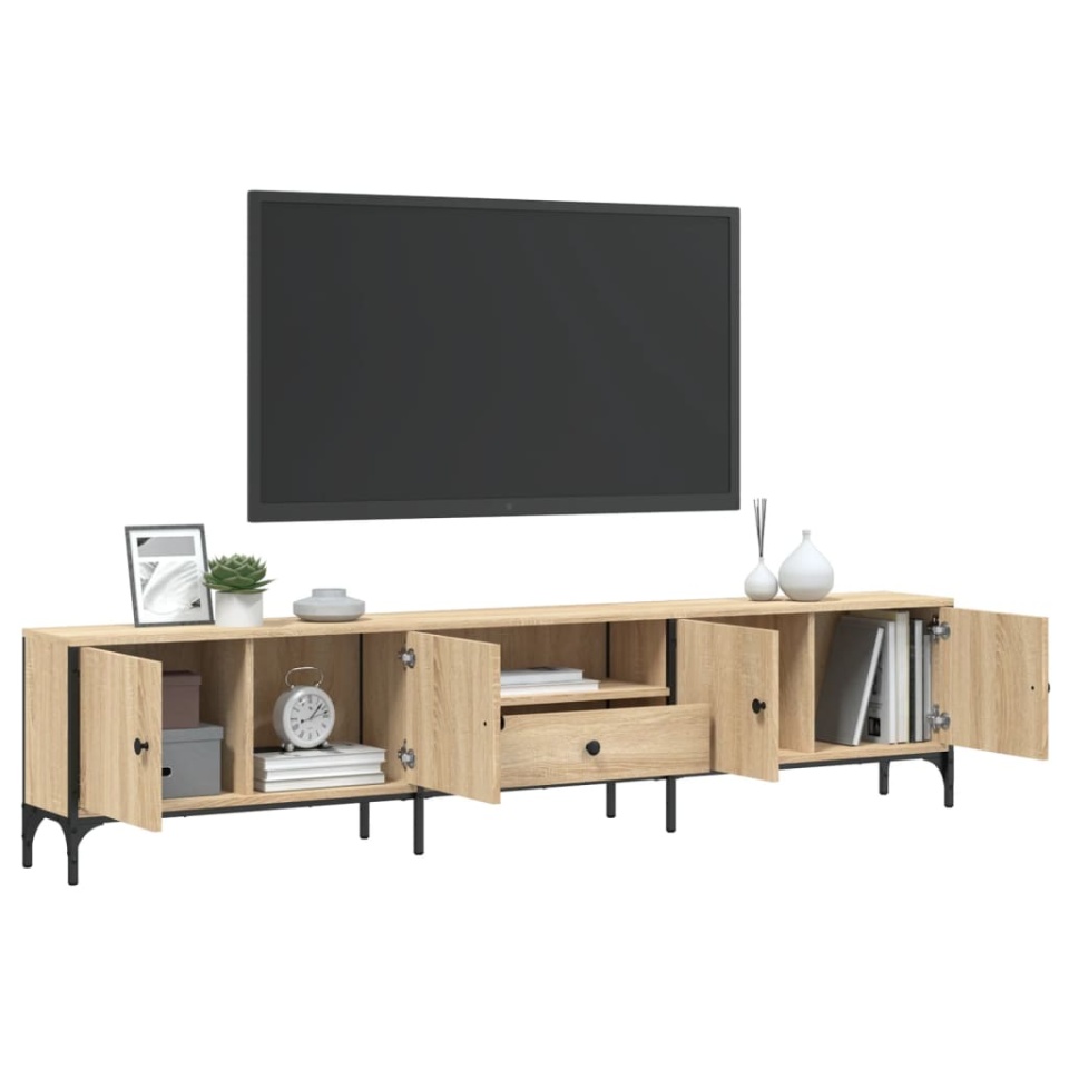 Comodă TV cu sertar, stejar sonoma, 200x25x44 cm lemn prelucrat - 3 | YEO