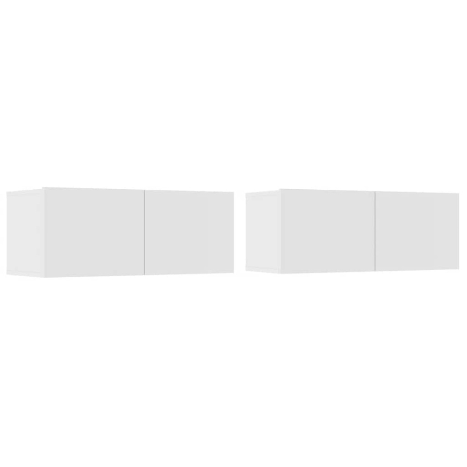 Comode TV, 2 buc., alb, 80x30x30 cm, lemn prelucrat - 1 | YEO