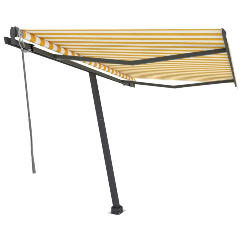 Copertină autonomă retractabilă automat, galben&alb, 350x250 cm - 1 | YEO