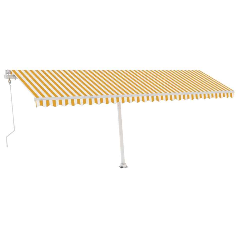 Copertină autonomă retractabilă automat galben&alb 600x350 cm - 1 | YEO