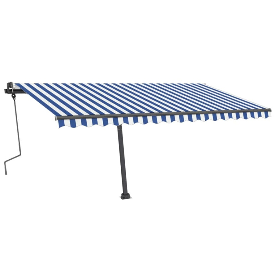 Copertină autonomă retractabilă manual albastru/alb 450x350 cm - 1 | YEO