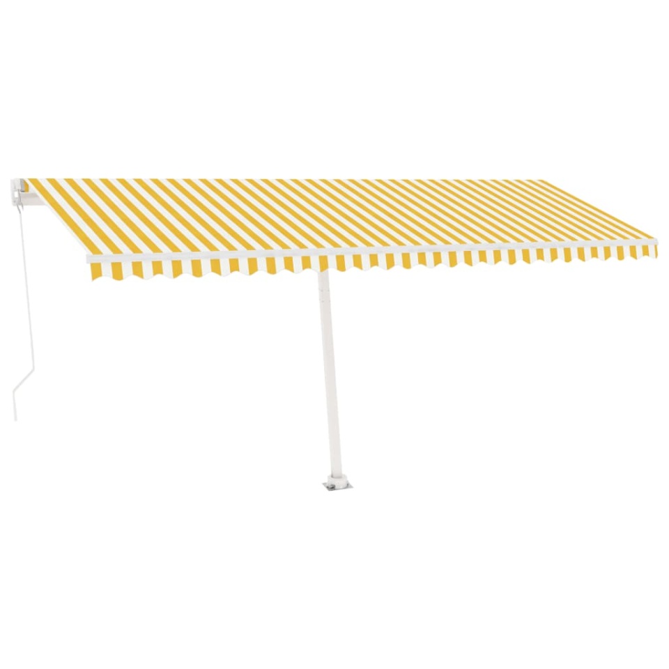 Copertină autonomă retractabilă manual, galben/alb, 500x300 cm - 1 | YEO